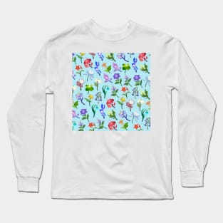 Genshin Impact Flowers Print (Blue) Long Sleeve T-Shirt